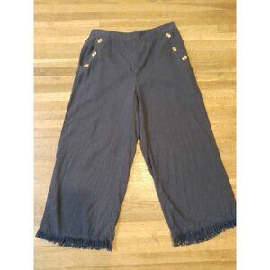 Prosecco Size 8 Linen Blend Cropped Raw Hem Casual Beachy Resort Pants Pockets